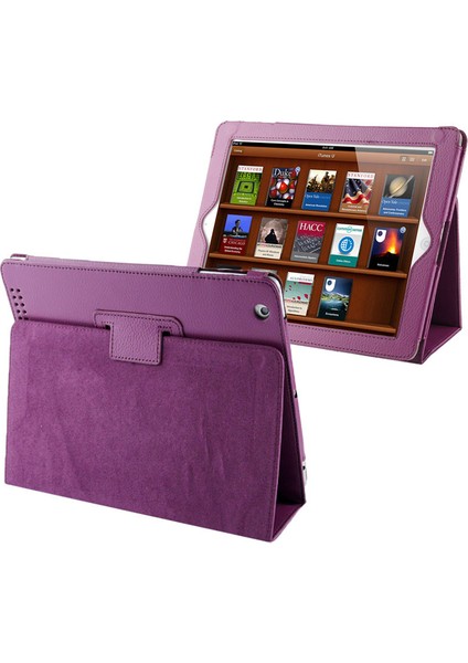 Apple iPad 4 & 3 & 2 Için Deri Kılıf Mor (Yurt Dışından)