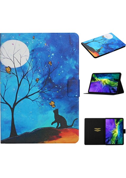 Apple iPad 11 Pro (2020) Deri Kılıf Için Ay Işığı Kedi (Yurt Dışından)