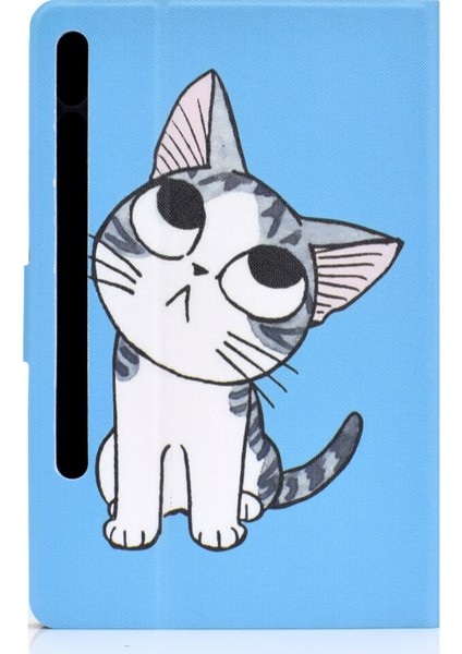 Samsung Galaxy Tab S7 11.0 T870 Renkli Çizim Kılıf Için Blue Background Cat (Yurt Dışından) fırsatları