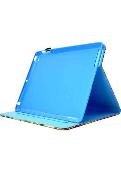 Renkli Çizim Dikiş Deri Kılıf Apple iPad 2/3/4 Suluboya Fil (Yurt Dışından)
