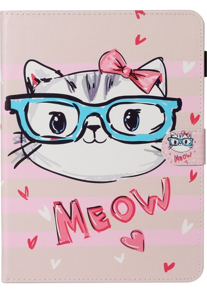 For Apple iPad Pro 11 (2020) Leather Case Glasses Cat (Yurt Dışından)