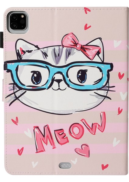 For Apple iPad Pro 11 (2020) Leather Case Glasses Cat (Yurt Dışından) fırsatları