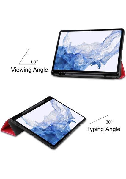 Three-Folding Tpu Tablet Case For Samsung Galaxy Tab S8 (Red) (Yurt Dışından)