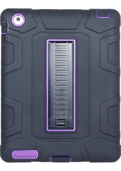 IPAD 4/3/2 Için Silikon + Pc Kılıfı Black + Purple (Yurt Dışından)