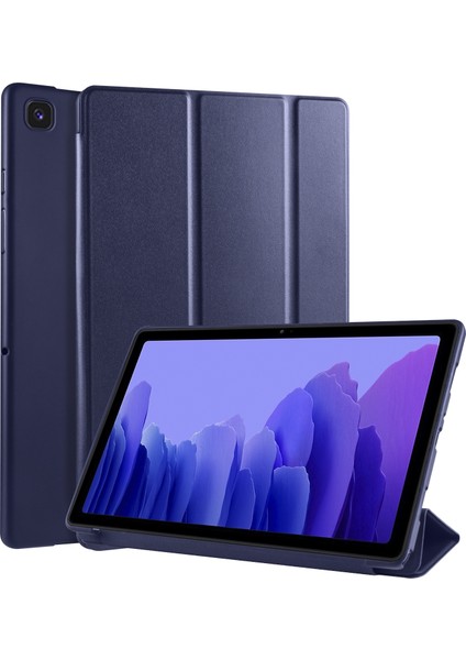 Samsung Galaxy A7 10.4 (2020) T500 Tpu + Pu Deri Kılıf Dark Blue (Yurt Dışından)