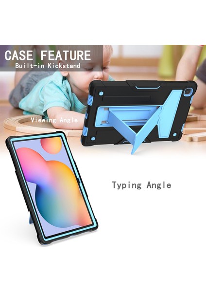 Samsung Galaxy Tab A7 10.4 (2020) T-Şekilli Tutucu Kılıf Black+Blue (Yurt Dışından)