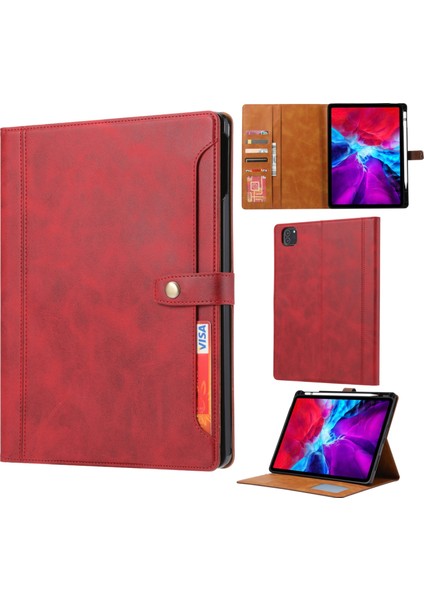 Apple iPad Pro 11 Inç Için Buzağı Doku Deri Kılıf (2020) Red (Yurt Dışından)