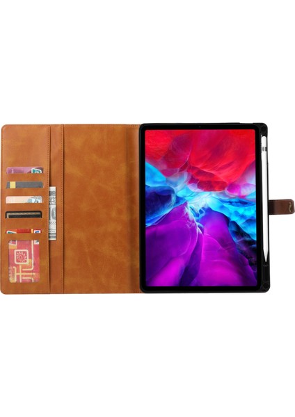Apple iPad Pro 11 Inç Için Buzağı Doku Deri Kılıf (2020) Red (Yurt Dışından)