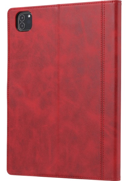 Apple iPad Pro 11 Inç Için Buzağı Doku Deri Kılıf (2020) Red (Yurt Dışından)