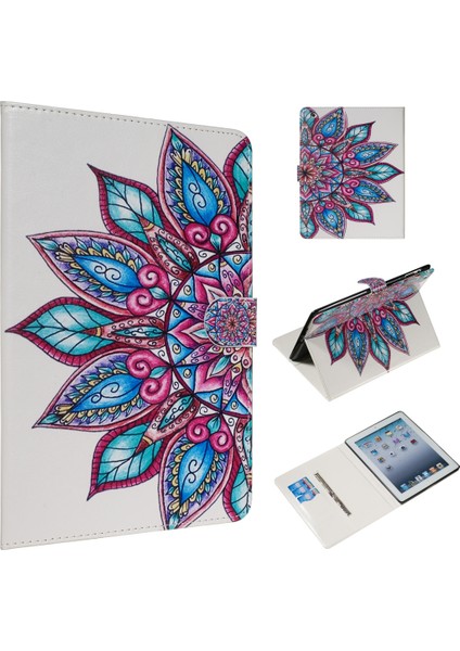 Apple iPad 4 & 3 & 2 Için Deri Kılıf Yarım Çiçek (Yurt Dışından)