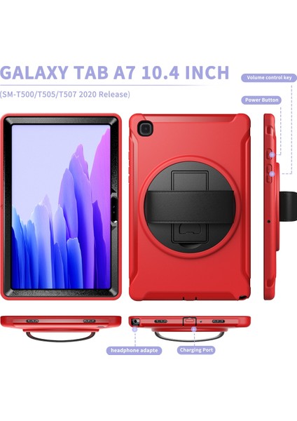 Samsung Galaxy Tab A7 10.4 (2020) Dönen Tutucu Kılıf Red (Yurt Dışından)