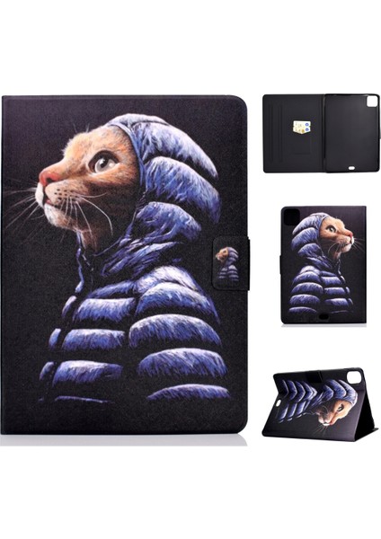 Apple iPad Pro 11 Inç 2020 Için Deri Kılıf Küçük Sarı Kedi (Yurt Dışından)