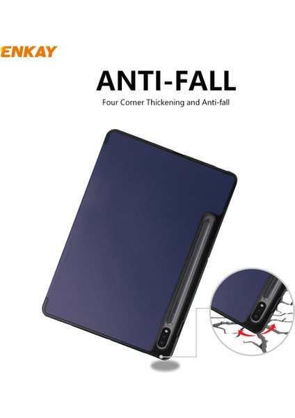 Enkay Pu + Tpu Smart Case For Samsung Tab S7 T870 / T875 (Dark Blue) (Yurt Dışından)