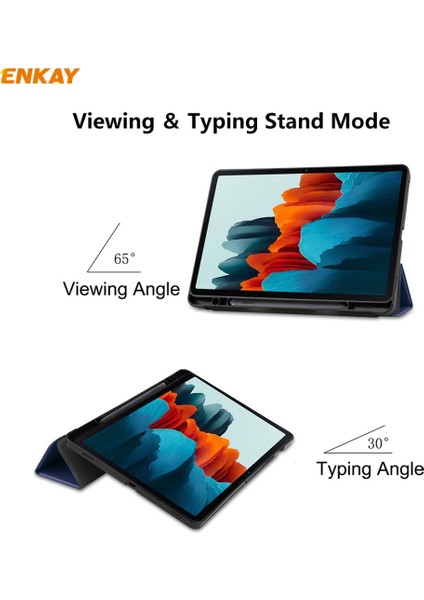 Enkay Pu + Tpu Smart Case For Samsung Tab S7 T870 / T875 (Dark Blue) (Yurt Dışından)