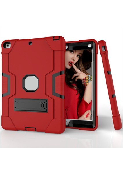 Standlı Silikon + Pc Koruyucu Kılıf Kırmızı + Gri (Yurt Dışından)