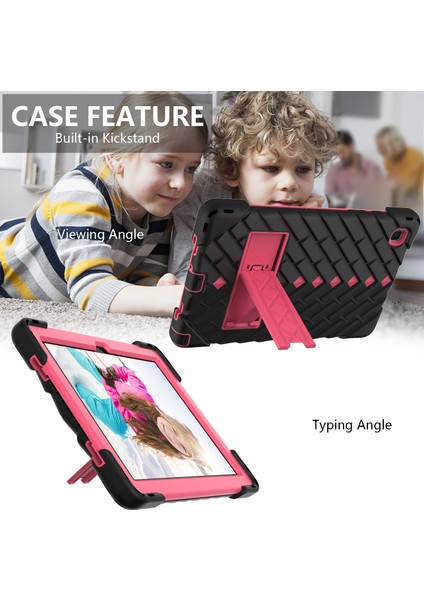 Samsung Galaxy Tab A7 10.4 Için Rhombus Robot Kılıfı (2020) Black+Rose Red (Yurt Dışından)