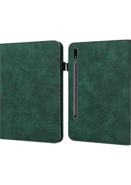 Samsung Galaxy Tab S8 Için Dant Çiçek Pu Kılıfı (Green) (Yurt Dışından)
