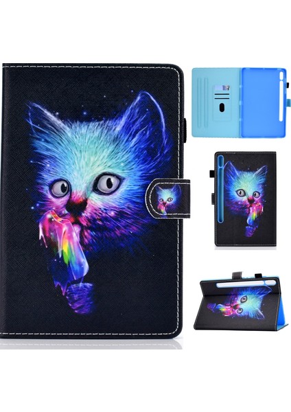 Samsung Galaxy Tab Için Renkli Çizim Durumda S8 X700 X706 (Magic Cat) (Yurt Dışından)