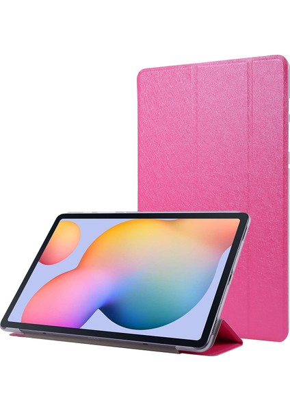 Silk Texture Pu Case For Samsung Galaxy Tab S8+ / Tab S7+ (Rose Red) (Yurt Dışından)