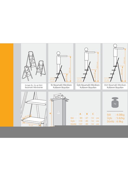 Erciyes 4 Basamaklı Katlanır Merdiven