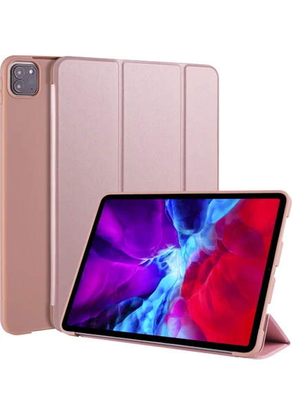 PLZ Shop Apple iPad Pro 11 Inç 2020 Için Deri Kılıf Altın Gül (Yurt Dışından)