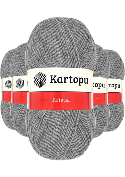 5 Adet Kristal Çift Katlı El Örgü Lif Ipi Açık Gri K1001