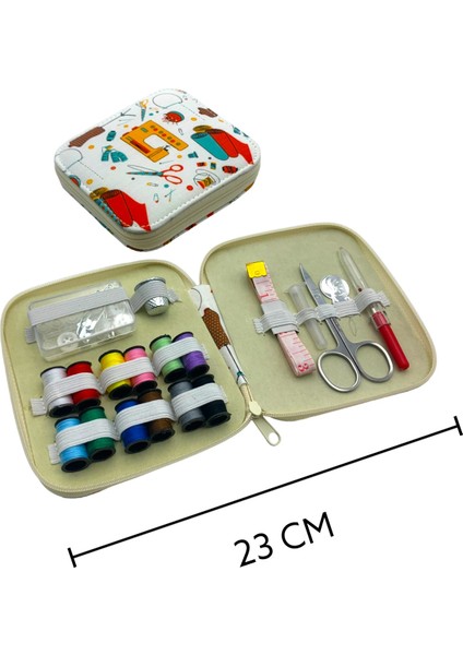 Çantalı Dikiş Seti 12 cm Boyutunda 12 Farklı Renk İplik ve Gerekli Aletler fiyatları
