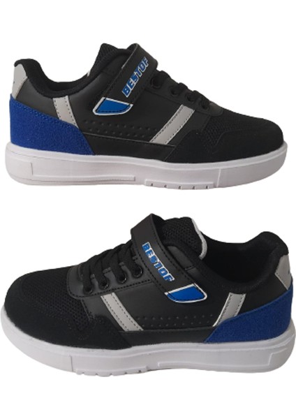 Siyah-Beyaz Cırtlı Çocuk Sneaker BEST85966