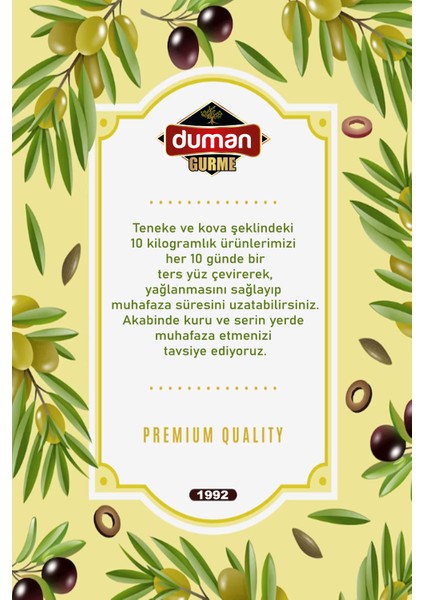 Duman Gurme Kahvaltılık Birinci Kalite Gemlik Siyah Zeytin L (230-260) Klb 2000 gr