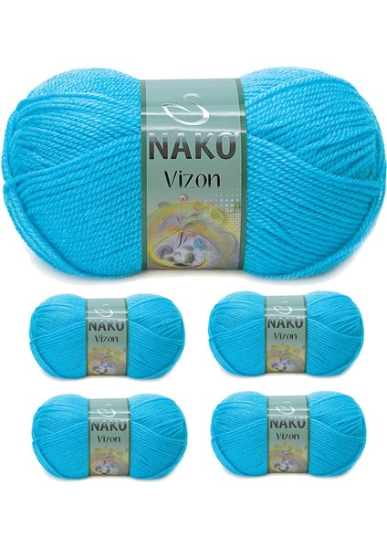 5 Adet Vizon Premium Akrilik El Örgü Ipi Yünü Renk NO:235 Nazar Boncuğu