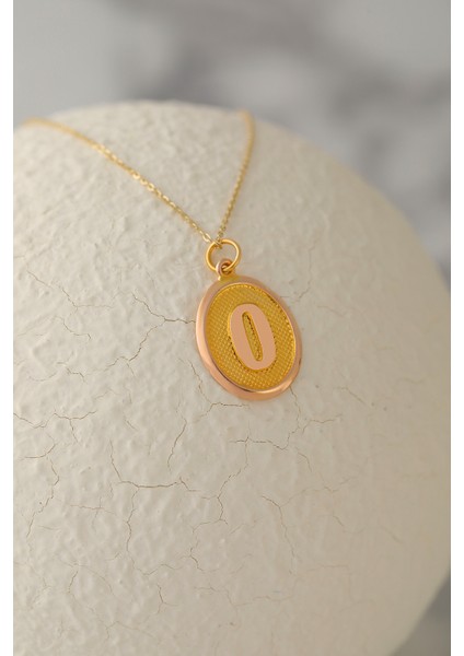 Kadın 14 Ayar Altın Harf Kolye Nostaljik Oval O Harfi Altın Kolye Zincirli 42 cm fırsatları