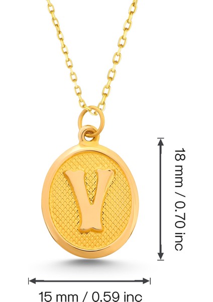 Kadın 14 Ayar Altın Harf Kolye Nostaljik Oval V Harfi Altın Kolye Zincirli 42 cm modelleri