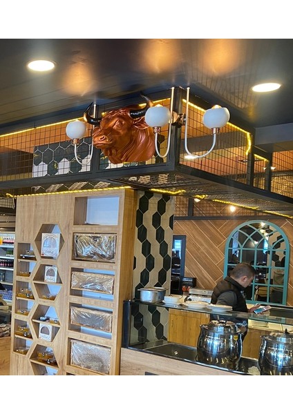 Steak House - Çiftlik - Lokanta Için Duvar Boğa Büstü 1 Adet (Gerçek Boğa Başı Büyüklüğünde)
