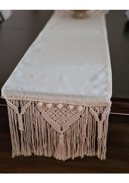 Linen Kumaş Makrome Runner, Masa Örtüsü