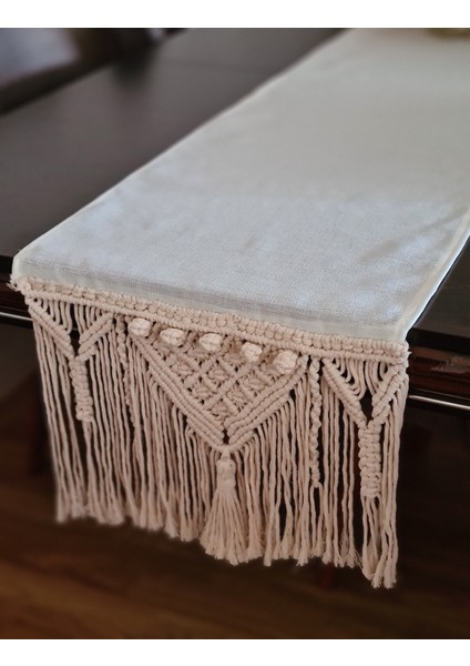 Linen Kumaş Makrome Runner, Masa Örtüsü