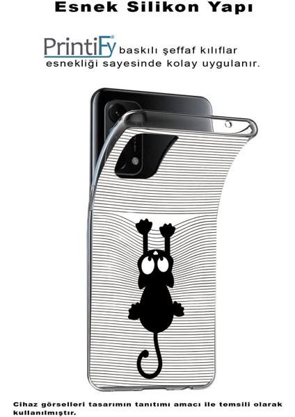 Apple iPhone 6s Plus Uyumlu Kapak Çizgi Kedi (Beyaz) Tasarımlı Şeffaf Silikon Kılıf fiyatları