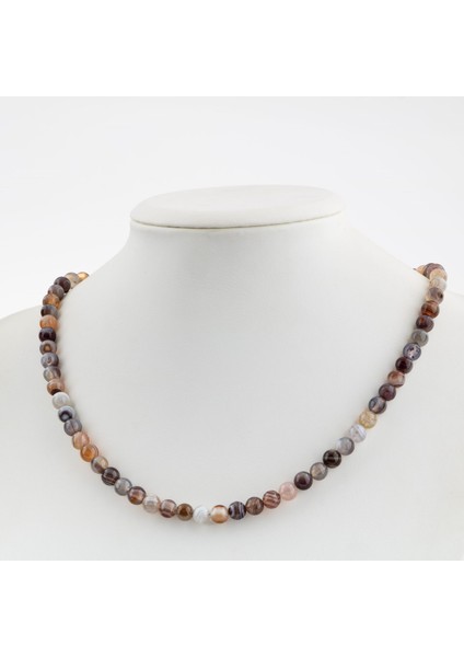 Botswana Akiği 6 mm Dizi Doğal Taş Kolye