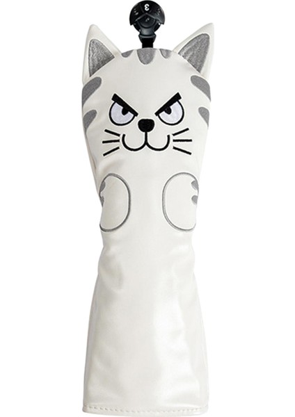 Golf Club Headcover Mallet Putter Cat Desen Aksesuarları Putter Cue Headcover 3 Fairwaywood Beyaz (Yurt Dışından)