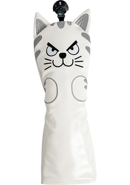 Golf Club Headcover Mallet Putter Cat Desen Aksesuarları Putter Cue Headcover 3 Fairwaywood Beyaz (Yurt Dışından)