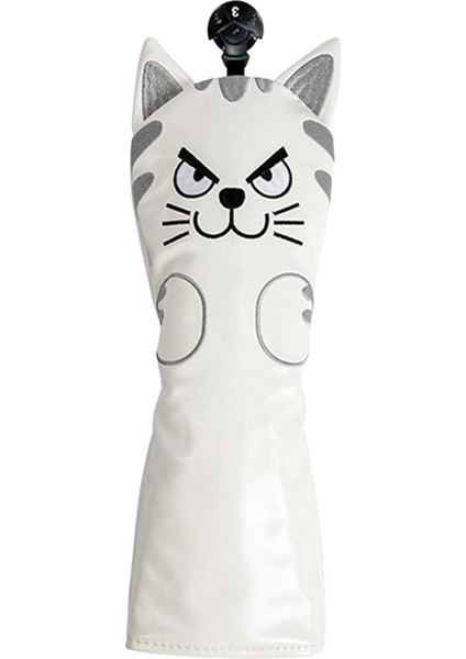 Golf Club Headcover Mallet Putter Cat Desen Aksesuarları Putter Cue Headcover 3 Fairwaywood Beyaz (Yurt Dışından)