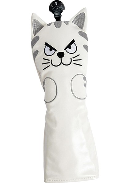Golf Club Headcover Mallet Putter Cat Desen Aksesuarları Putter Cue Headcover 3 Fairwaywood Beyaz (Yurt Dışından)