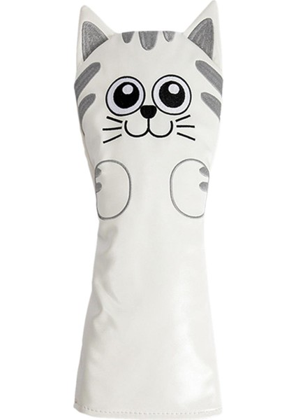 Golf Club Headcover Mallet Putter Cat Desen Aksesuarları Putter Cue Headcover Sürücü Beyaz (Yurt Dışından)