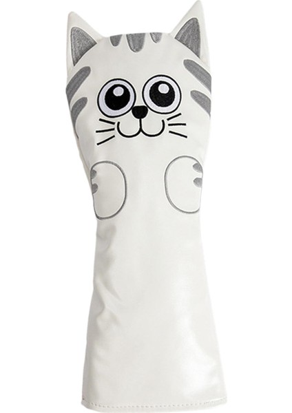 Golf Club Headcover Mallet Putter Cat Desen Aksesuarları Putter Cue Headcover Sürücü Beyaz (Yurt Dışından)