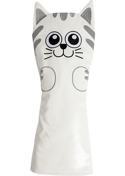 Golf Club Headcover Mallet Putter Cat Desen Aksesuarları Putter Cue Headcover Sürücü Beyaz (Yurt Dışından)