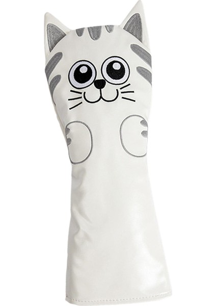 Golf Club Headcover Mallet Putter Cat Desen Aksesuarları Putter Cue Headcover Sürücü Beyaz (Yurt Dışından)