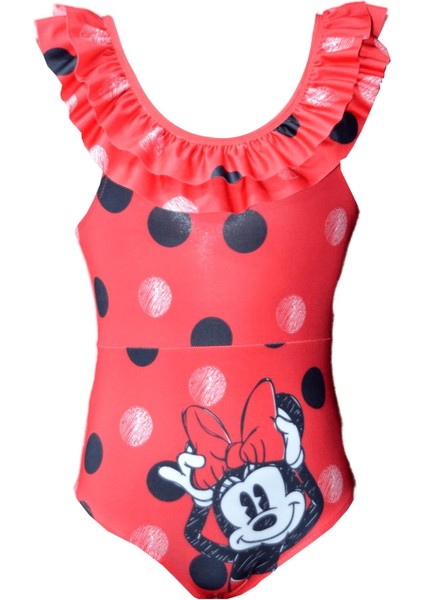 Kız Çocuk Mayo Kırmızı Minnie Mouse
