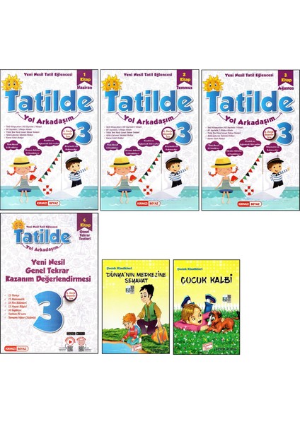 Kırmızı Beyaz 3. Sınıf Yaz Tatili Kitabı Seti Tatilde Yol Arkadaşım 3'den 4'e Geçenler Için