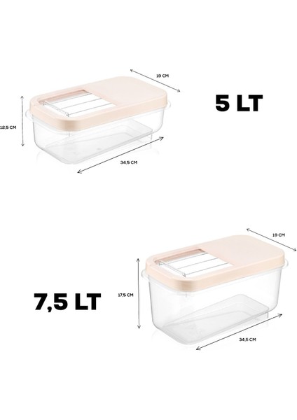 2'Li Etiketli Kayar Kapaklı Deterjan Saklama Kabı - Tablet Deterjan Saklama Kutusu 5lt-7,5lt Krem