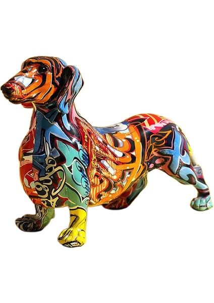 Modern Graffiti Resim Dachshund Köpek Heykelcik Hayvan Masaüstü Art Craft A (Yurt Dışından)