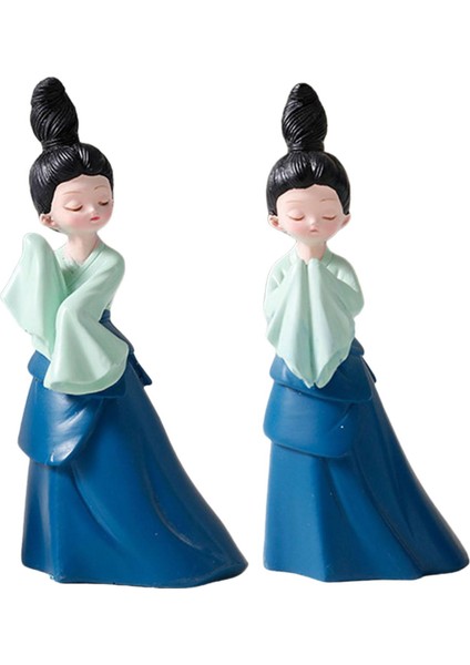 Reçine Bayan Dansçı Heykeli Eski Kadın Raf Dekor Hediyesi 2x Küçük Dans Bebek (Yurt Dışından)